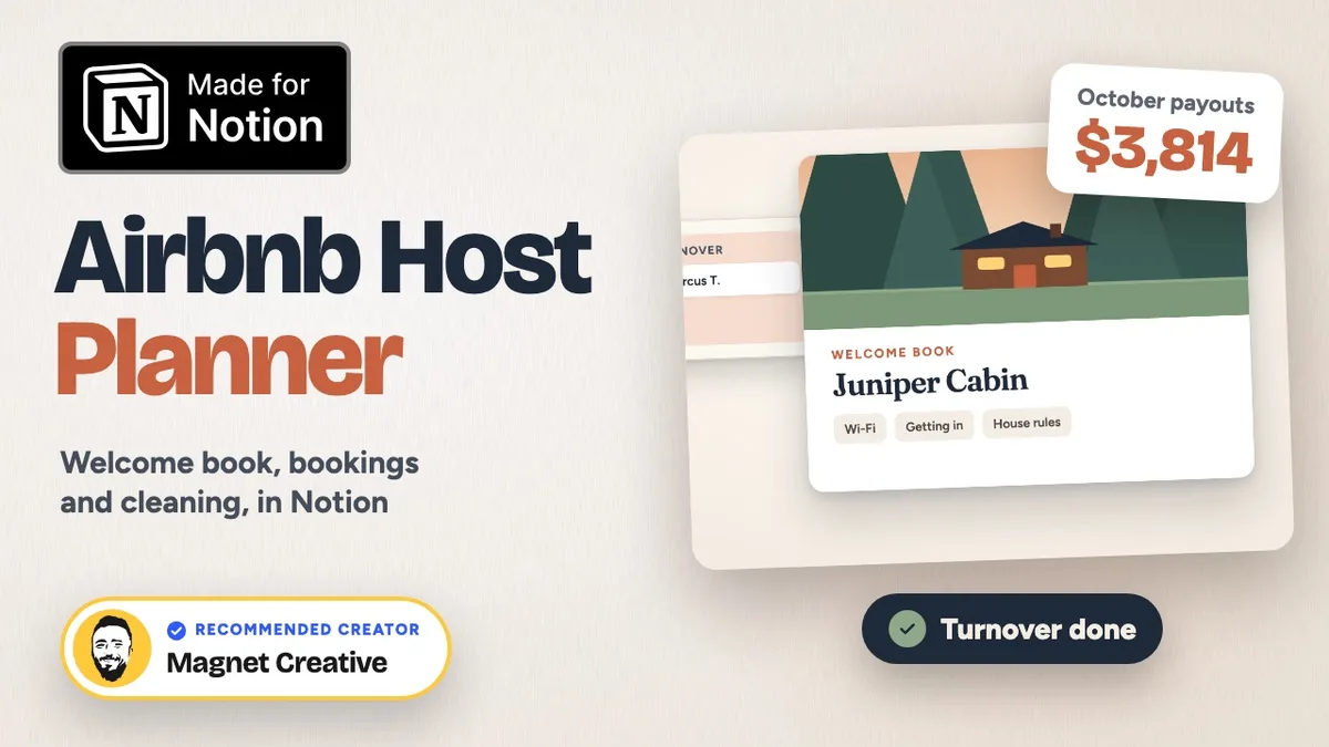 Cover of the 42 second video tour of the Airbnb Host Planner for Notion