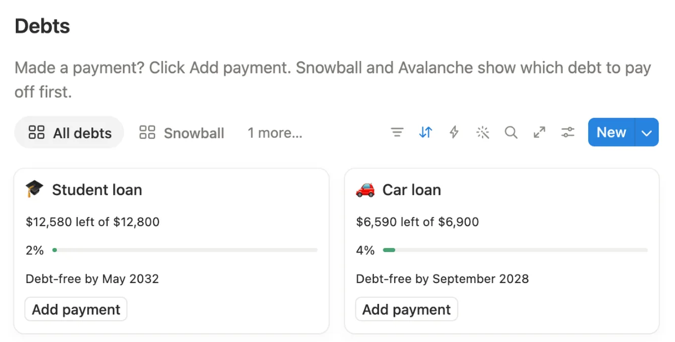 Debts with a student loan and a car loan, what is left on each and a debt-free date