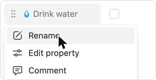 Habit menu with Rename at the top