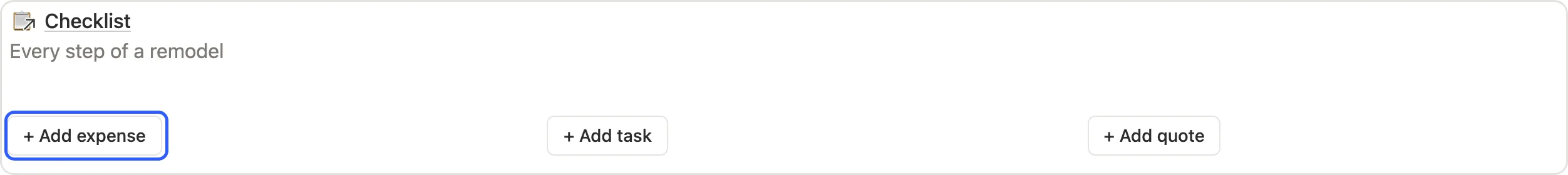 The + Add expense button marked on the main page