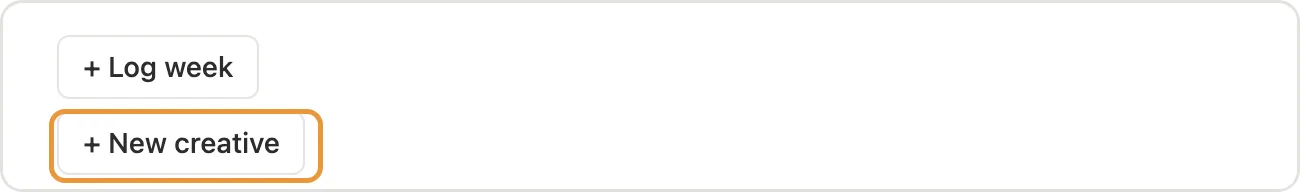 The + New creative button marked under + Log week