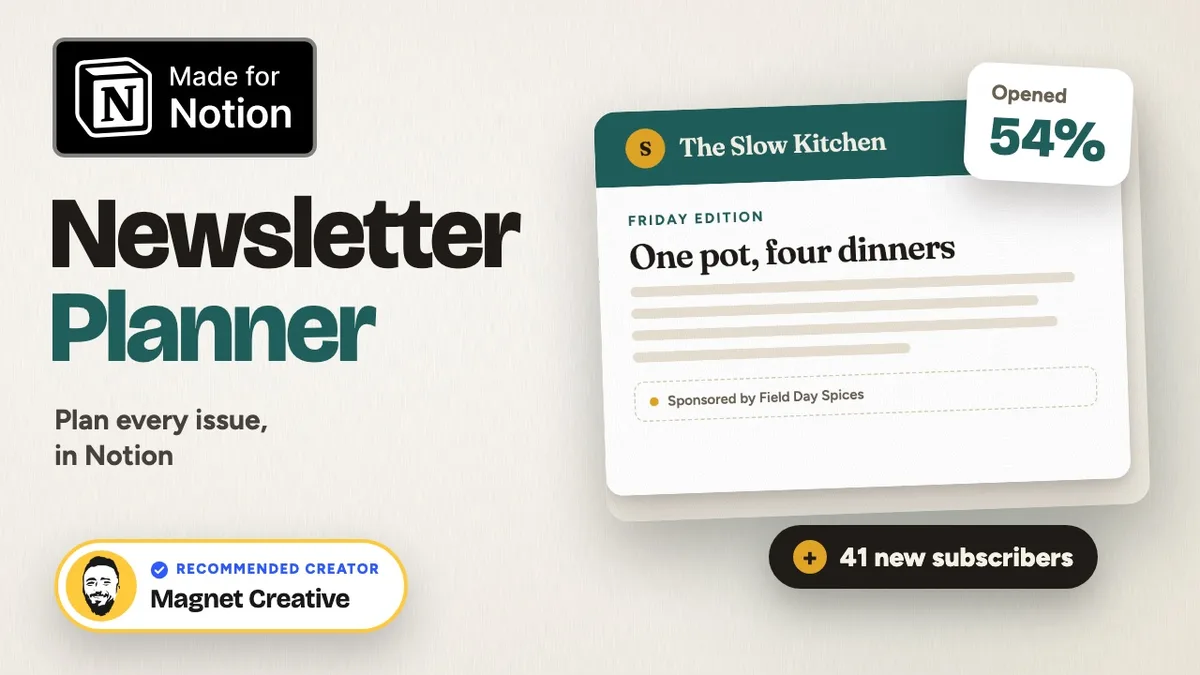 Cover of the 44 second video tour of the Newsletter Planner for Notion