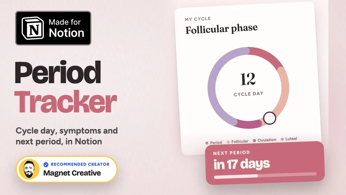 Cover of the 45 second video tour of the Period Tracker for Notion
