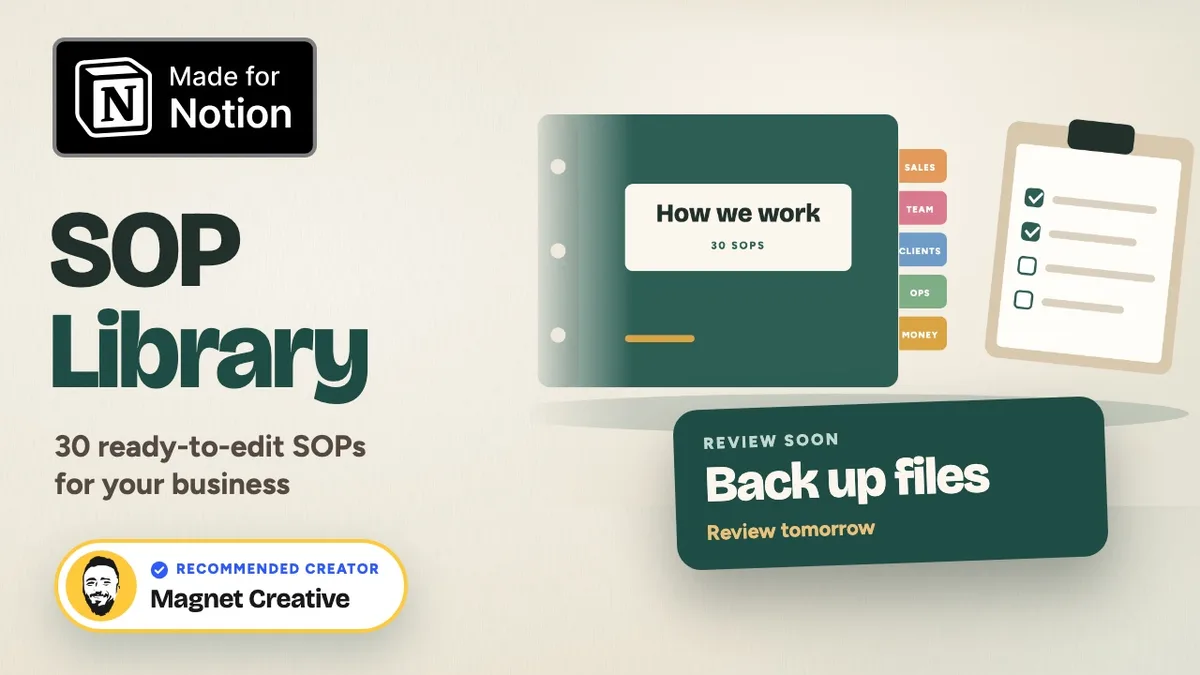 Cover of the 37 second video tour of SOP Library for Notion