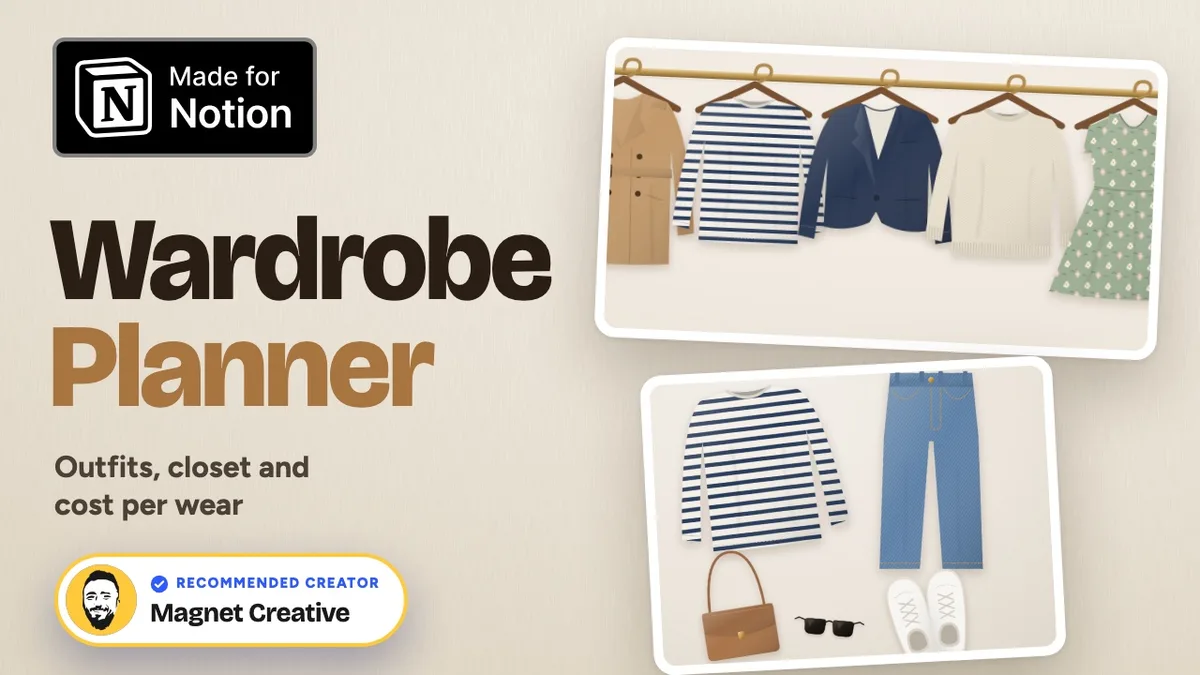 Cover of the 43 second video tour of Wardrobe Planner for Notion